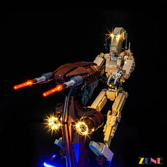 Battle Droid STAP blue base and blaster glow - ZENE Bricks Light Kit for LEGO® Battle Droid with STAP #75428