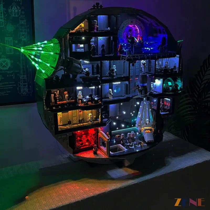 Star Wars space station display illumination - ZENE Bricks Light Kit for LEGO® Death Star #75419 New Version