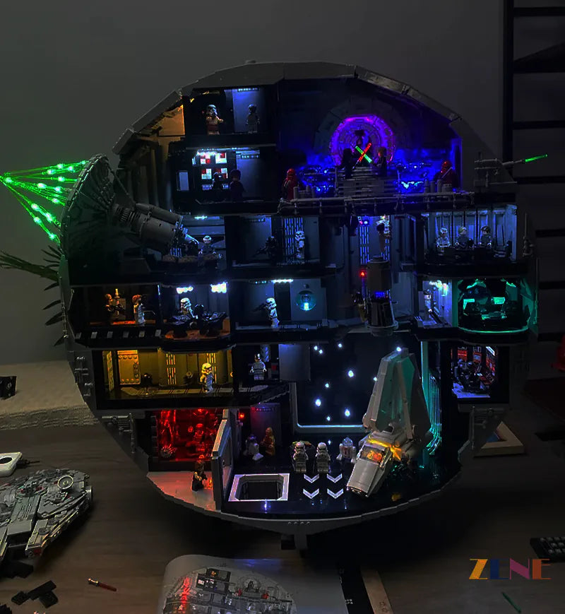 superlaser core green LED effect - ZENE Bricks Light Kit for LEGO® Death Star #75419 New Version