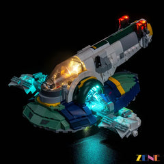cyan engine thrusters and cockpit glow - ZENE Bricks Light Kit for LEGO® Jango Fett's Starship #75433
