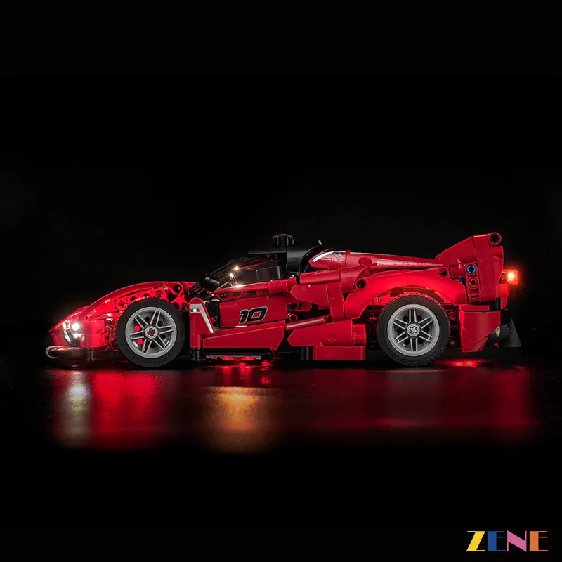 Technic Ferrari red accent lighting - ZENE Bricks Light Kit for LEGO® Ferrari FXX K #42212
