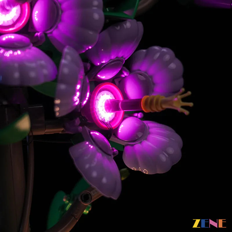 lavender hibiscus petals and stamens warm glow - ZENE Bricks Light Kit for LEGO® The Hibiscus #10372
