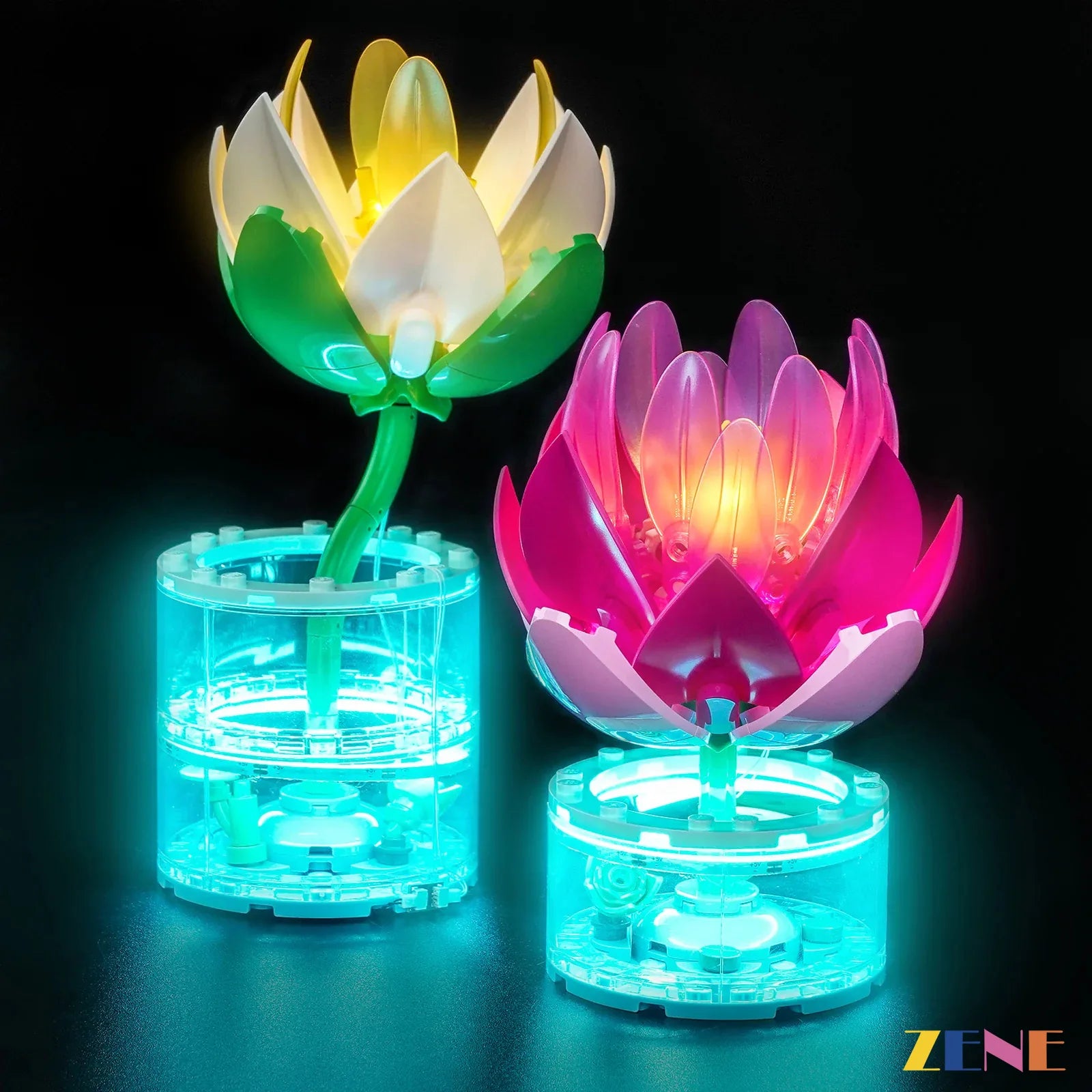 cyan blue glowing water effect - ZENE Bricks Light Kit for LEGO® Water Lilies #11511