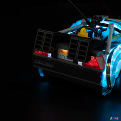 OUTATIME display night ambiance - ZENE Bricks Light Kit for LEGO® Time Machine from Back to the Future #77256 2026 Release