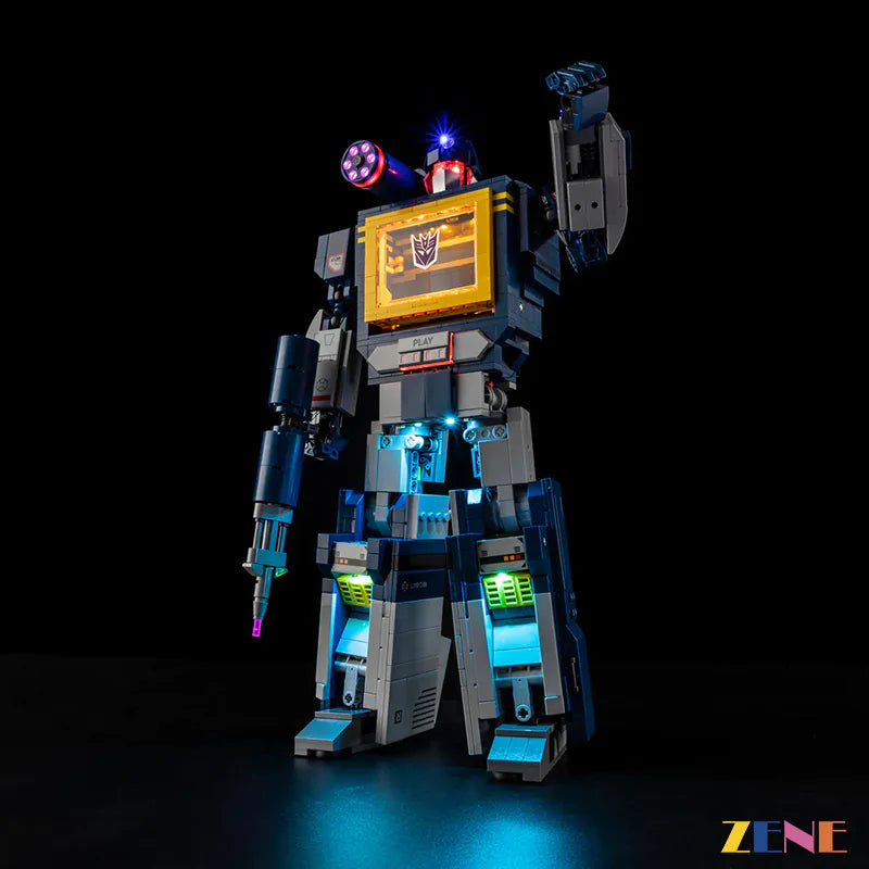 Soundwave Ver.2 blue head red chest and cassette glow - ZENE Bricks Light Kit for LEGO® Transformers Soundwave #10358 Ver. 2