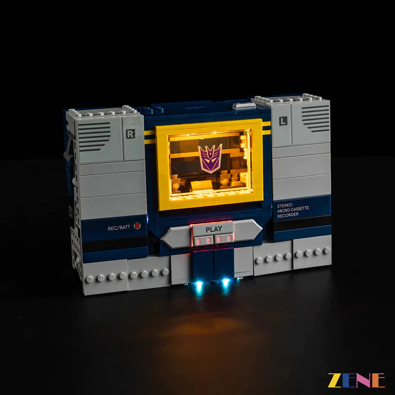 Soundwave Ver.2 blue head red chest and cassette glow - ZENE Bricks Light Kit for LEGO® Transformers Soundwave #10358 Ver. 2