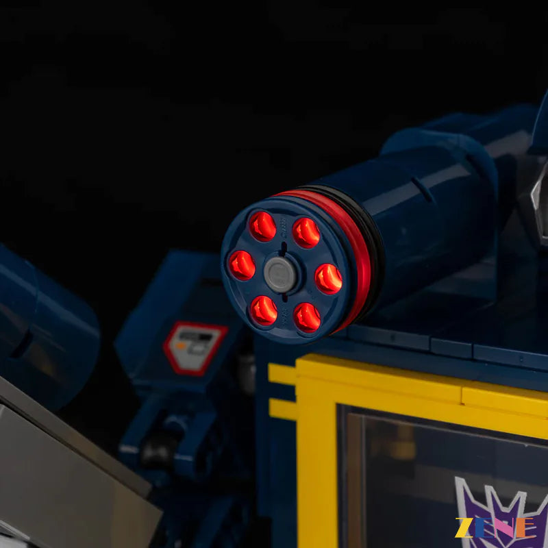 Soundwave Ver.2 blue head red chest and cassette glow - ZENE Bricks Light Kit for LEGO® Transformers Soundwave #10358 Ver. 2