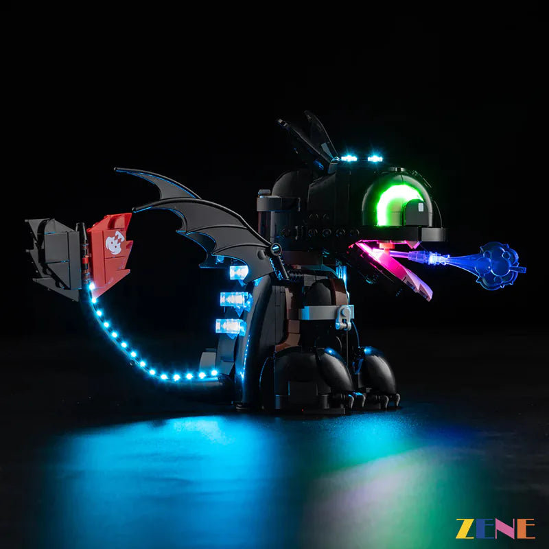 Night Fury blue breath lighting - ZENE Bricks Light Kit for LEGO® Dragon Toothless #10375 Ver2