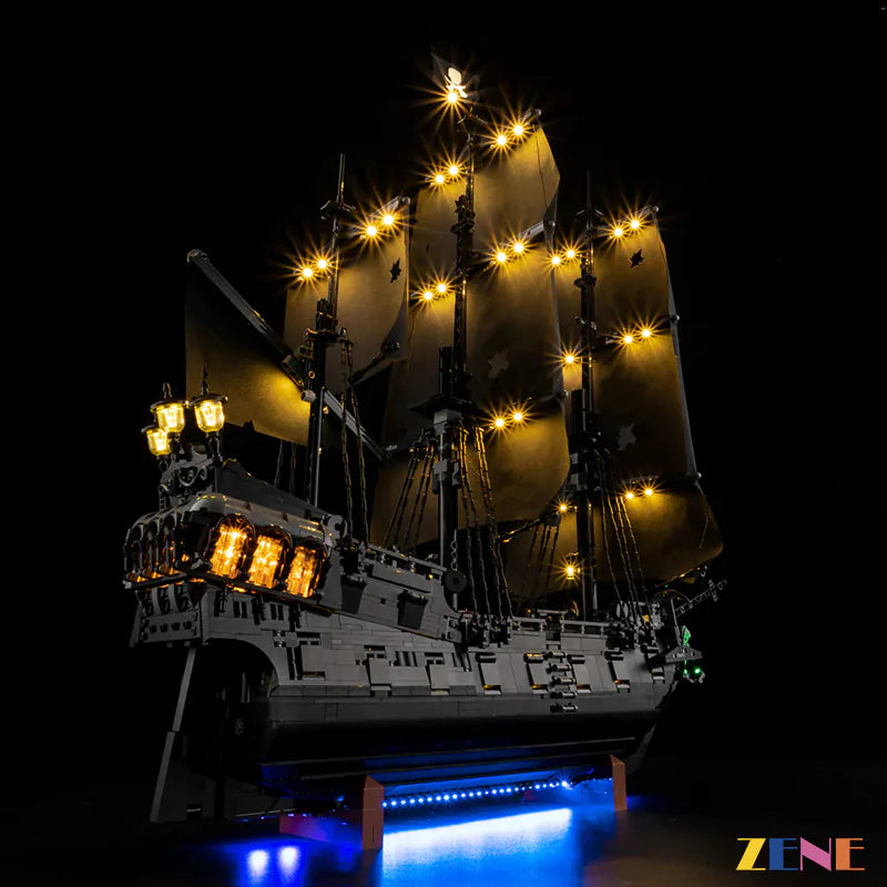 pirate ship cabin warm lantern glow - ZENE Bricks Light Kit for LEGO® Jack Sparrow's Pirate Black Pearl Ship #10365 Ver.3