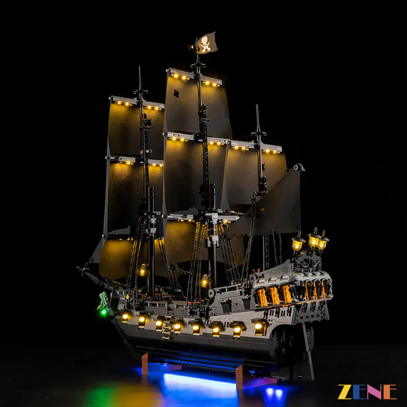 Black Pearl midnight ship deck lighting - ZENE Bricks Light Kit for LEGO® Jack Sparrow's Pirate Black Pearl Ship #10365 Ver.3