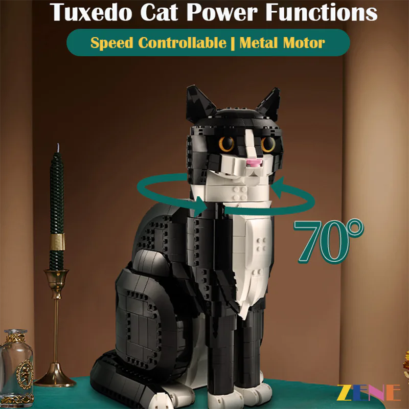 zene bricks Motorized Kit for LEGO Tuxedo Cat Pet #21349 Power Functions