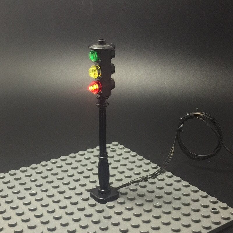 zene bricks MOC Accessory LED Lamp Post Street Light / Spotlight / Traffic Light For City Series Bricks Block Model