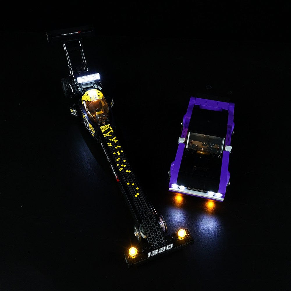 zene bricks LEGO Mopar Dodge SRT Top Fuel Dragster and 1970 Dodge Challenger T/A #76904 Light Kit