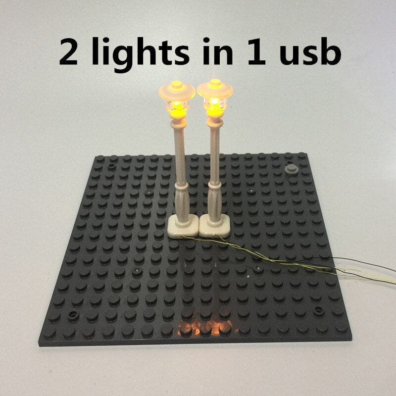 zene bricks MOC Accessory LED Lamp Post Street Light / Spotlight / Traffic Light For City Series Bricks Block Model