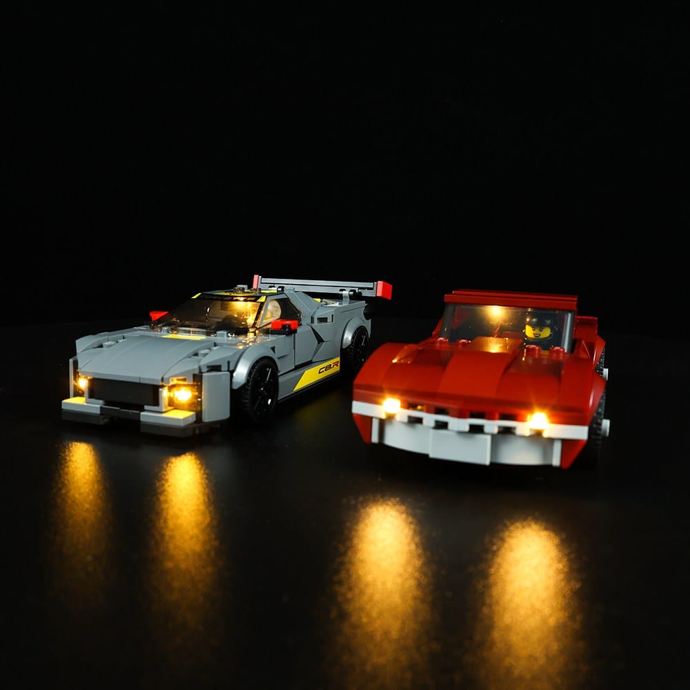 zene bricks LEGO Chevrolet Corvette C8.R Race Car and 1968 Chevrolet Corvette #76903 Light Kit