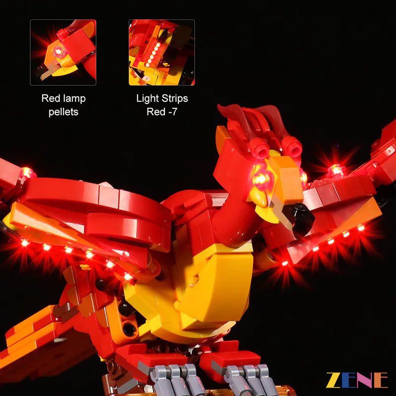 zene bricks LEGO Fawkes Dumbledore’s Phoenix #76394 Light Kit