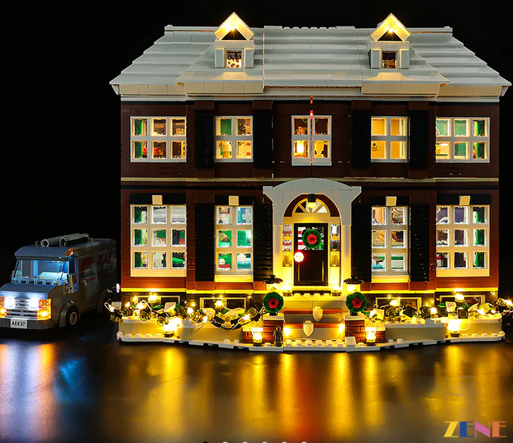 Christmas Version: Home Alone 21330 with ZENE Bricks Lighting Upgrade for Your Winter Wonderland