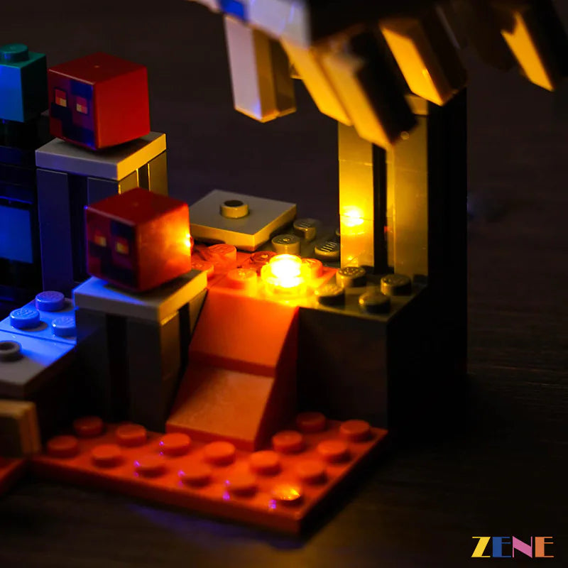 zene bricks Light Kit for LEGO Nether Portal Ambush #21255