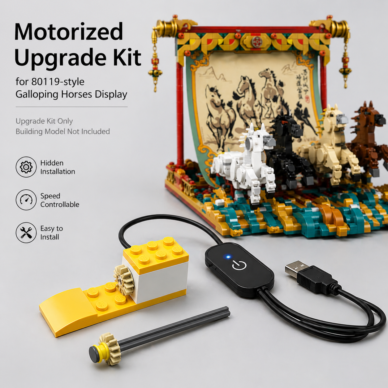 Galloping Horses rotating canvas power display - ZENE Bricks Power Functions Kit for LEGO® Galloping Horses Canvas #80119