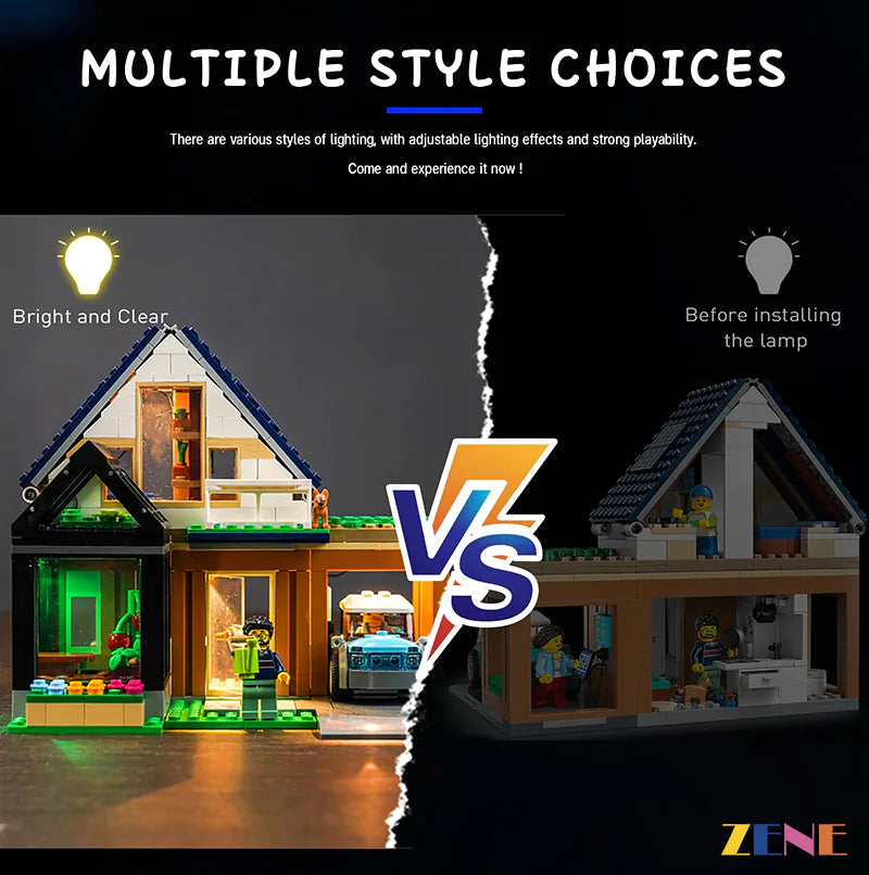 zene bricks LEGO Family House and Electric Car #60398 Light Kit