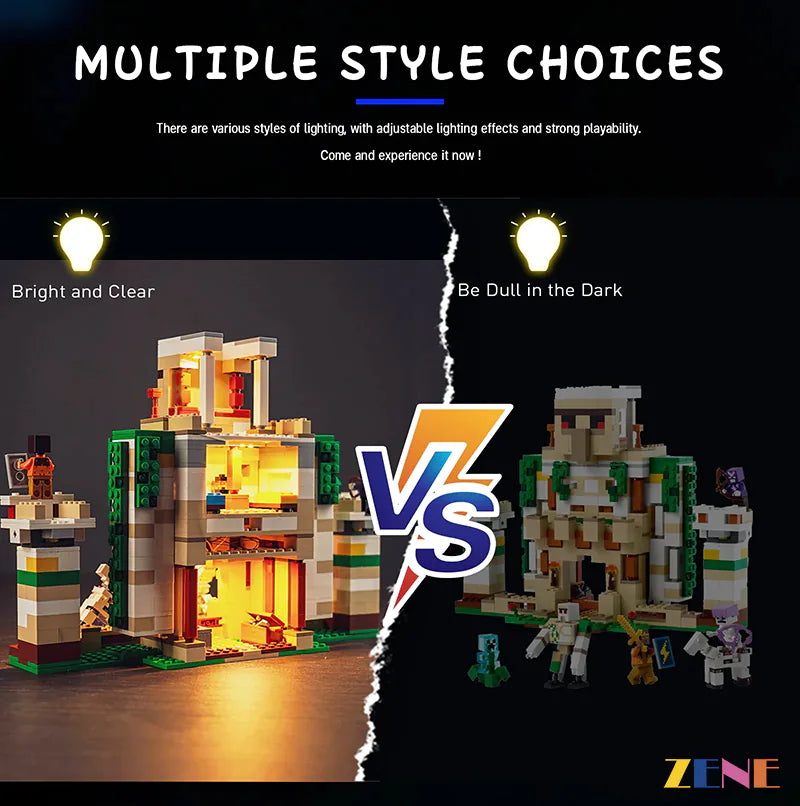 zene bricks The LEGO Iron Golem Fortress #21250 Light Kit