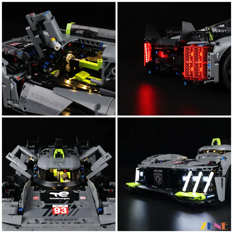 zene bricks Light Kit for LEGO PEUGEOT 9X8 24H Le Mans Hybrid Hypercar #42156