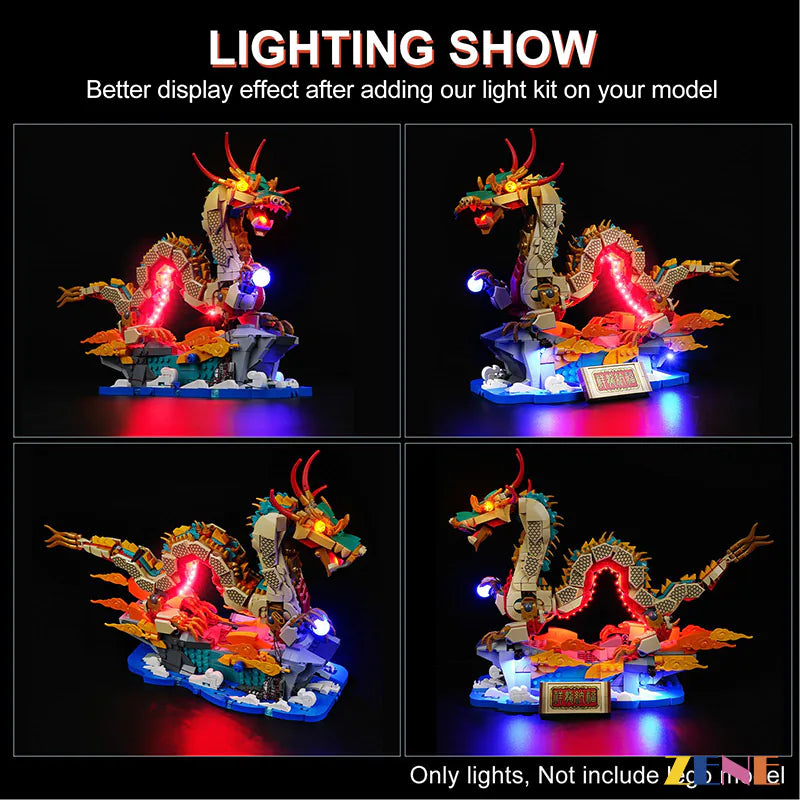 zene bricks Light Kit for LEGO Auspicious Dragon #80112