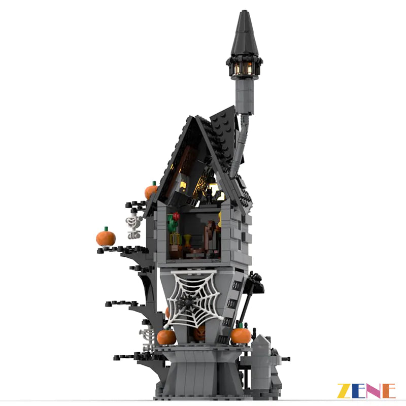 MOC Halloween Gift Jack and Sally Haunted House Block Building Set