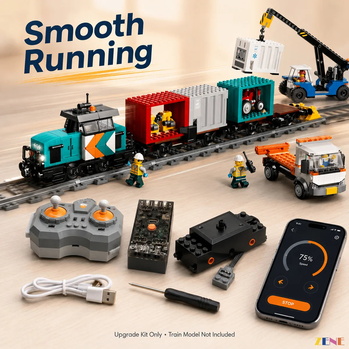 zene bricks ZENE Bricks Power Functions for LEGO Harbor Freight Train #60509 Motor Upgrade Kit