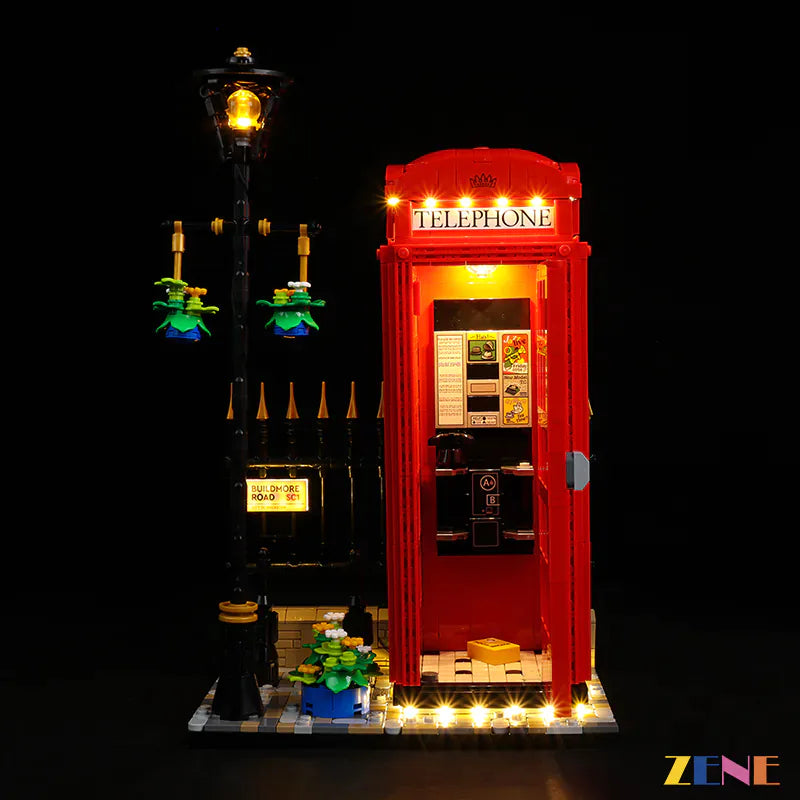 zene bricks Light Kit for LEGO Red London Telephone Box #21347