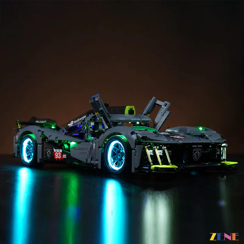 zene bricks Light Kit for LEGO PEUGEOT 9X8 24H Le Mans Hybrid Hypercar #42156 (Ver. 2)