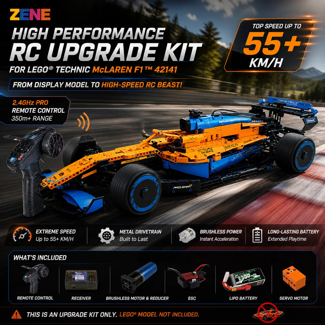 zene bricks Power Functions Kit for McLaren F1 #42141 (High Performance RC)