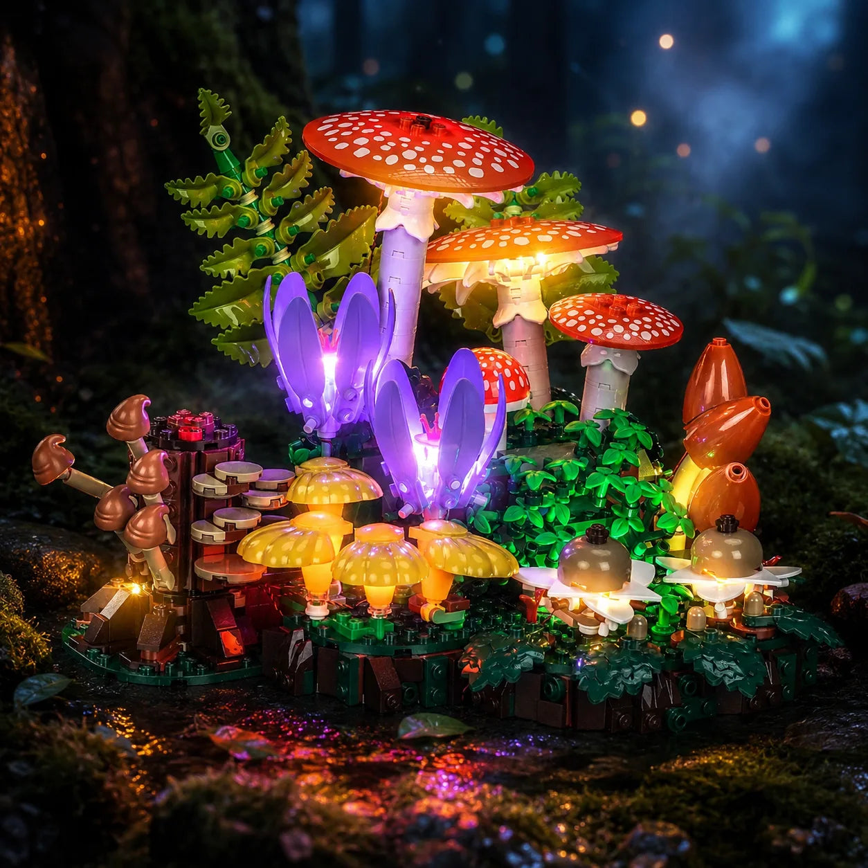 bioluminescent mushroom cap warm glow - ZENE Bricks Light Kit for LEGO® Botanicals Woodland Mushrooms #11505
