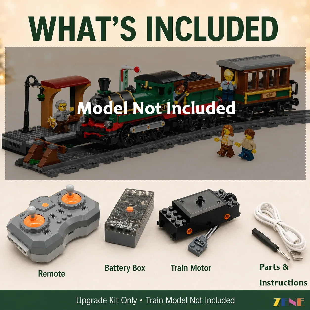remote speed control railway conversion - ZENE Bricks Power Functions Kit for LEGO® Vintage Steam Train #60511