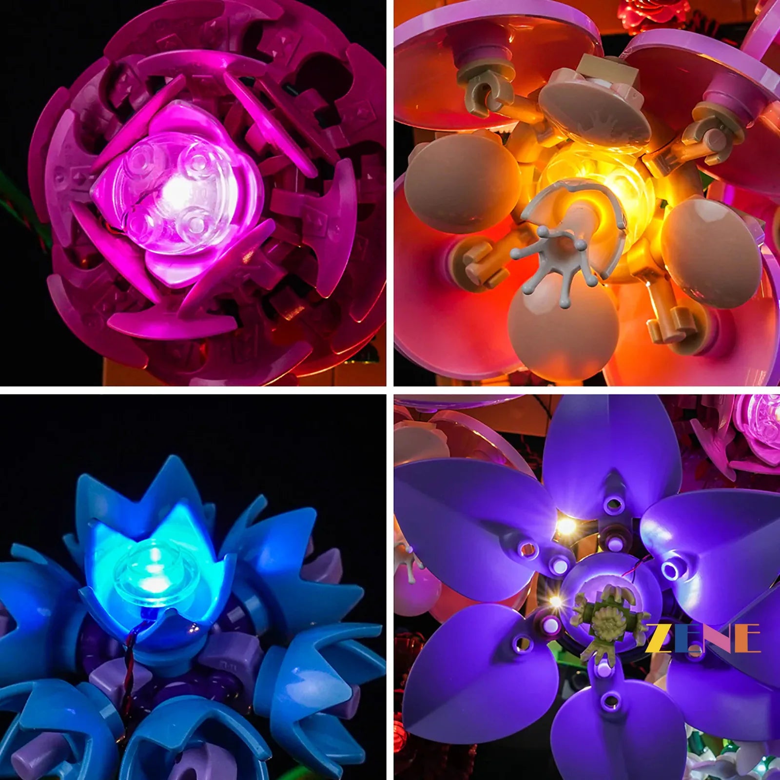 immersive flower mural illumination effect - ZENE Bricks Light Kit for LEGO® Botanical Flower Wall #11503