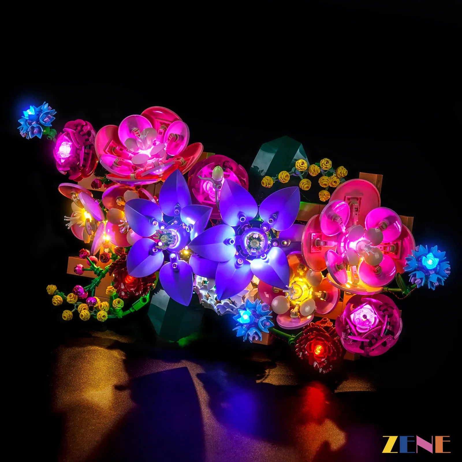 vertical flower art night ambiance - ZENE Bricks Light Kit for LEGO® Botanical Flower Wall #11503