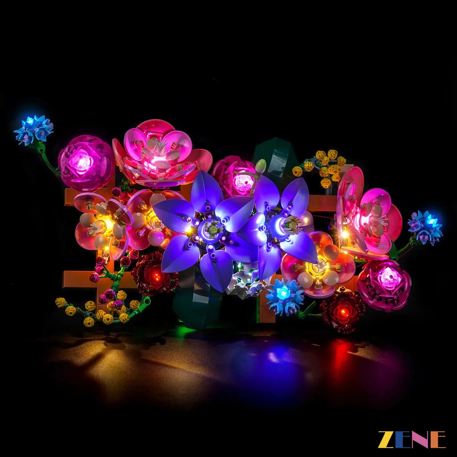 purple blossom shelf display glow - ZENE Bricks Light Kit for LEGO® Botanical Flower Wall #11503