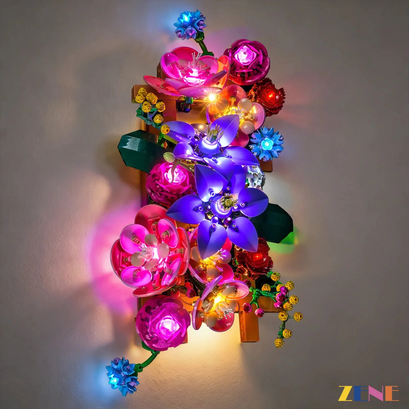 blue violet flower wall glow - ZENE Bricks Light Kit for LEGO® Botanical Flower Wall #11503