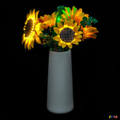 discreet wiring flower light detail - ZENE Bricks Light Kit for LEGO® Sunflower Bouquet #11502