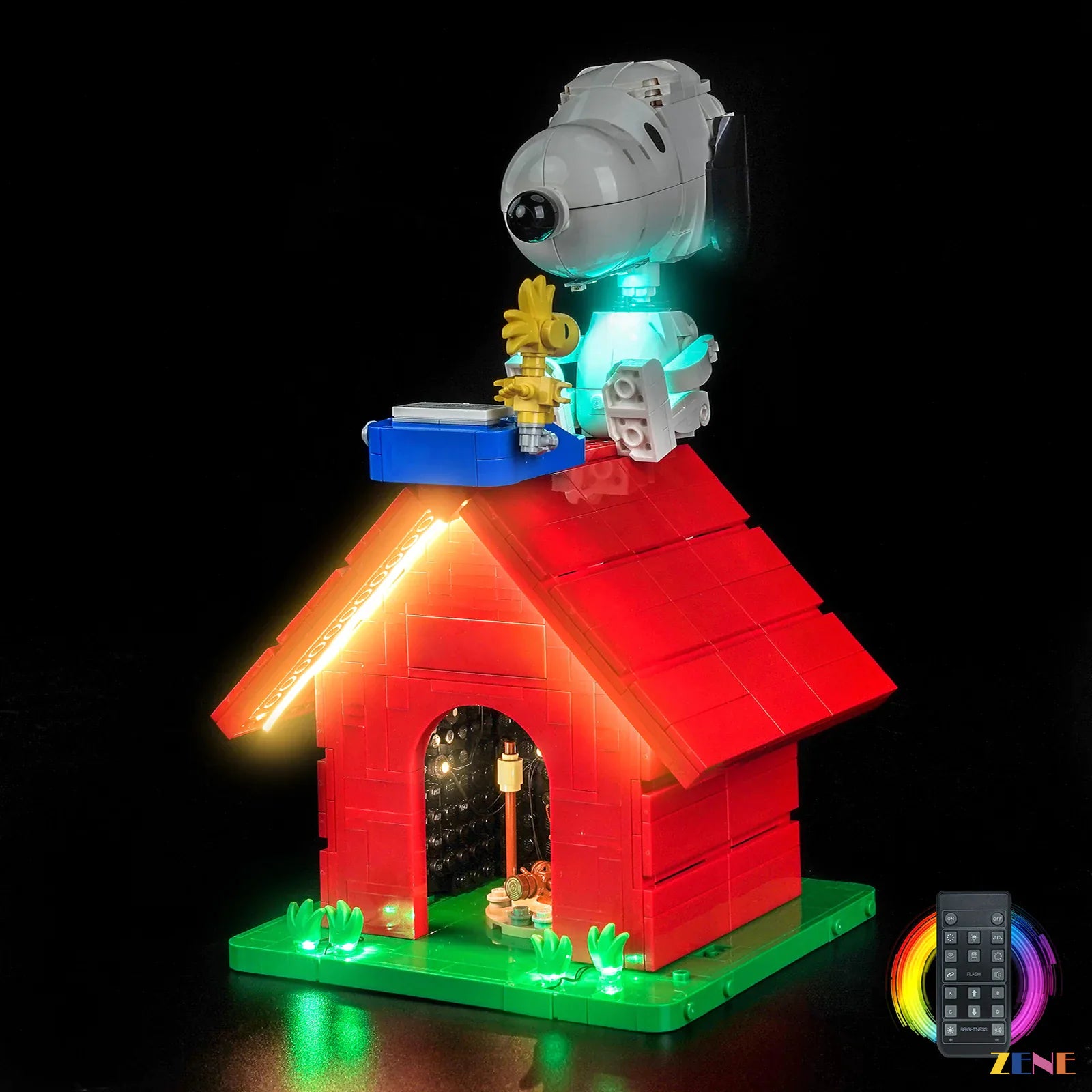 green grass base LED accent - ZENE Bricks Light Kit for LEGO® Peanuts Snoopy's Doghouse #21368