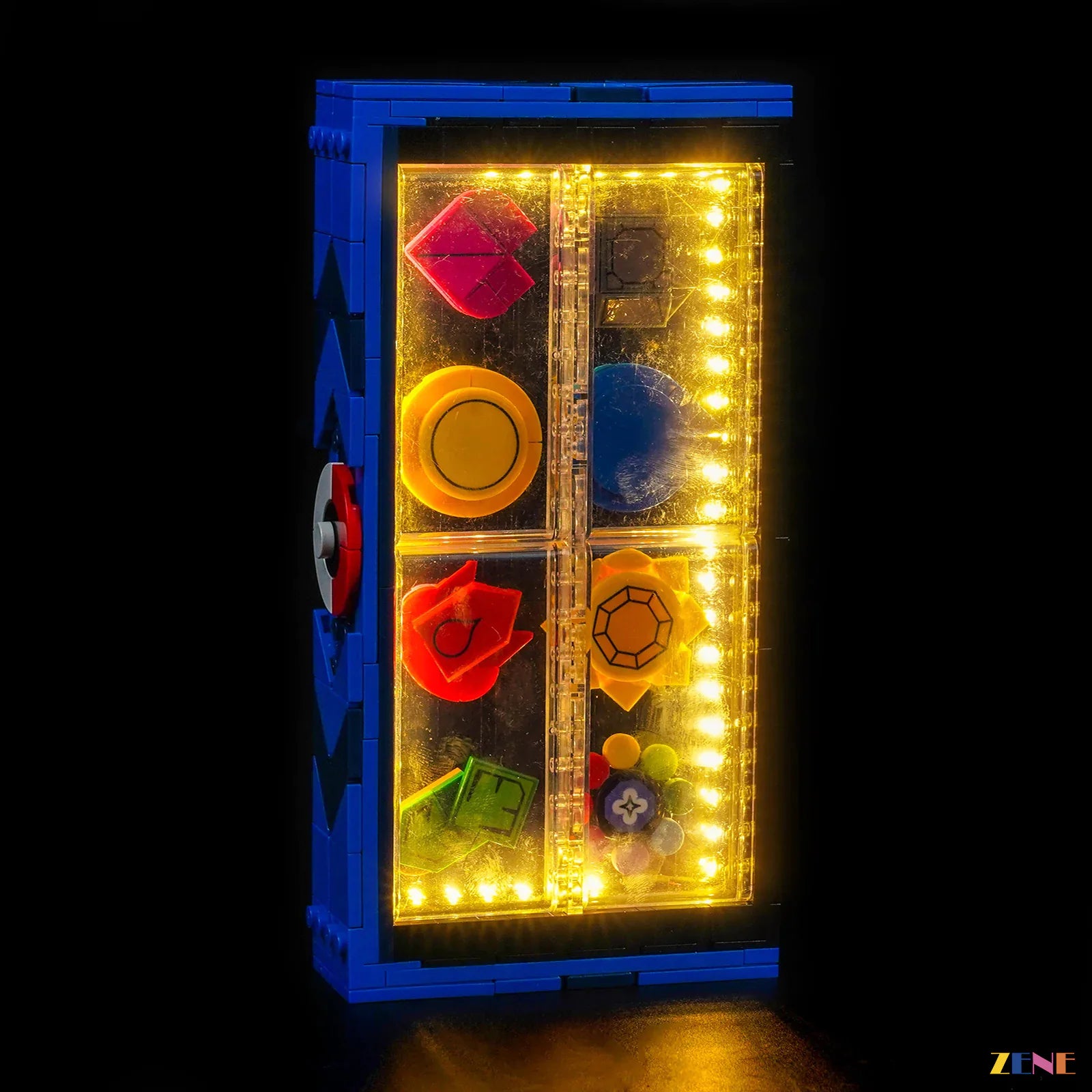 Kanto badges display case and Pokémon collection glow - ZENE Bricks Light Kit for LEGO® Kanto Region Badge Collection #40892