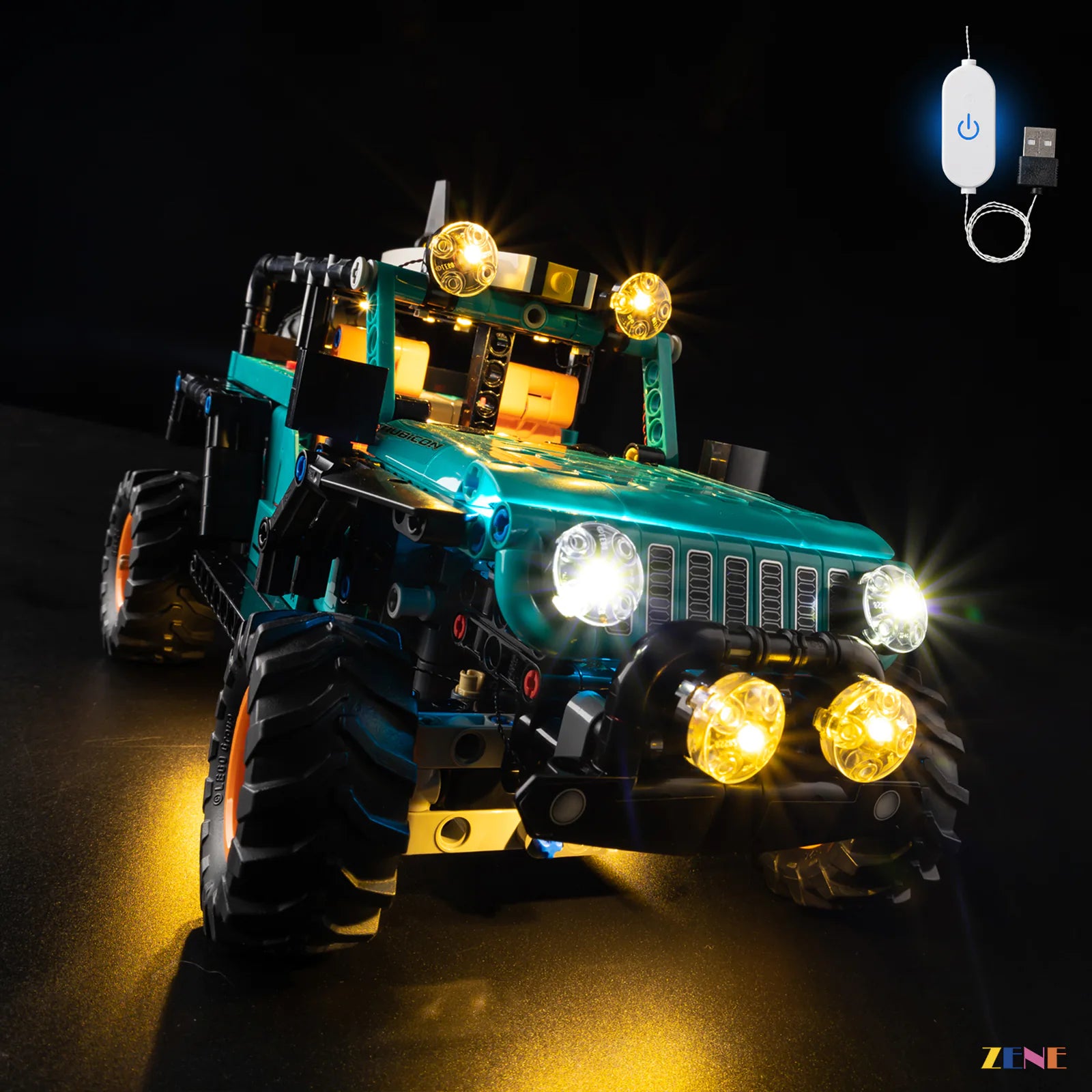 mountain trail nighttime showcase lighting - ZENE Bricks Light Kit for LEGO® Jeep Wrangler Rubicon SUV #42227