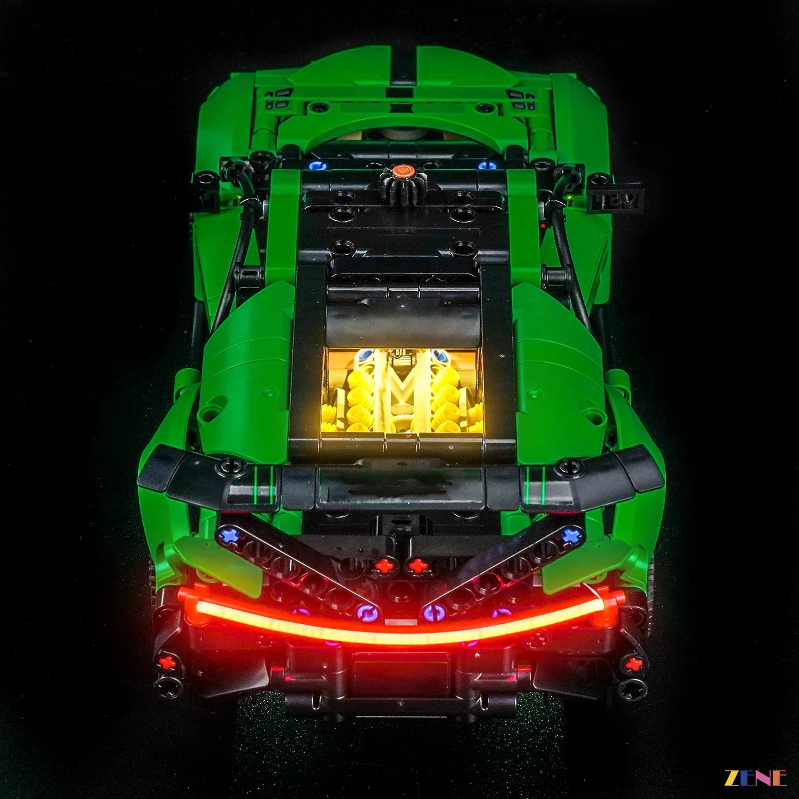 green underglow chassis hover effect - ZENE Bricks Light Kit for LEGO® Green Bugatti Chiron Pur Sport Hypercar #42241