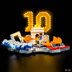 glowing number 10 football lighthouse - ZENE Bricks Light Kit for LEGO® Kylian Mbappé Soccer Highlights #43013