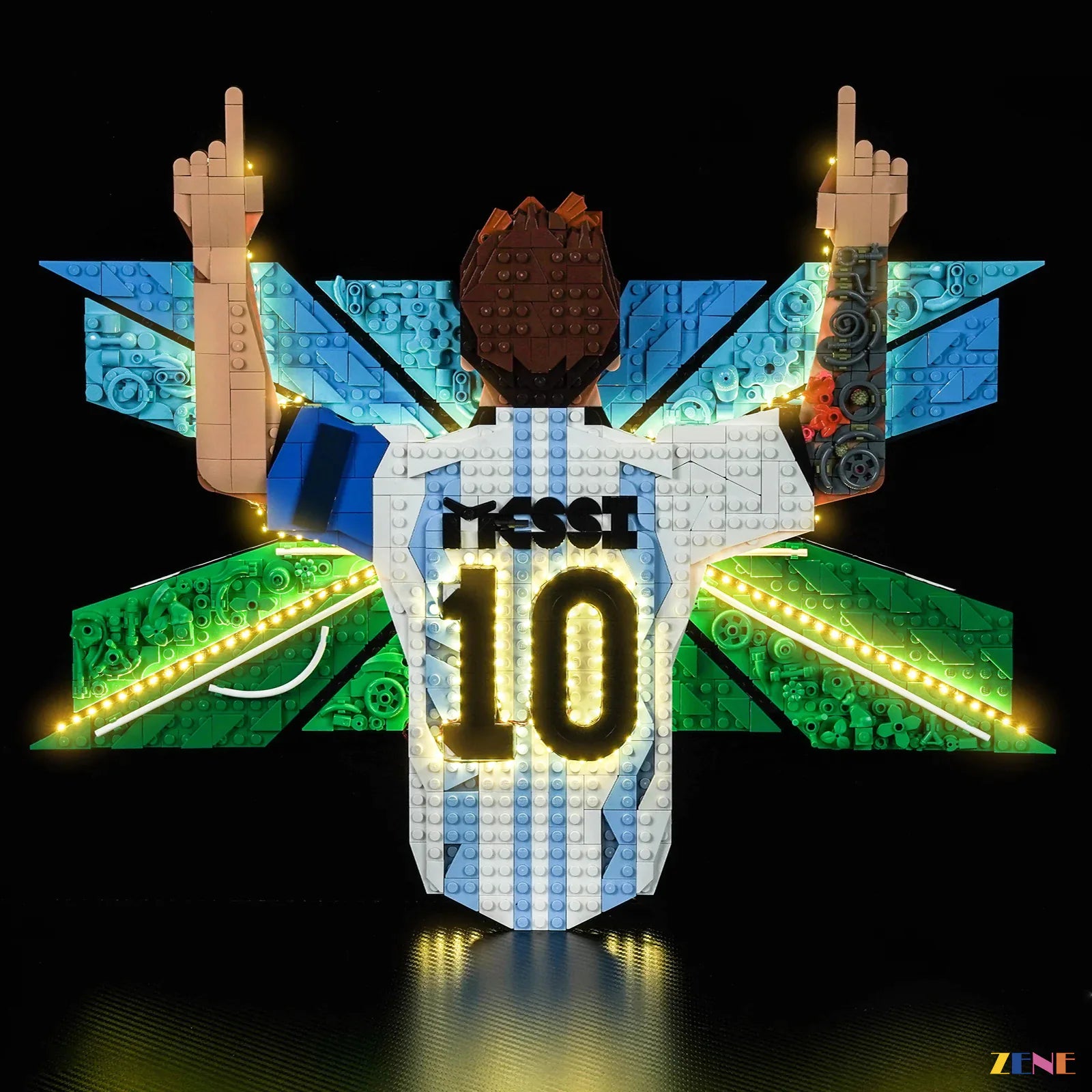 raised arms trophy moment illumination - ZENE Bricks Light Kit for LEGO® Lionel Messi Celebration #43018