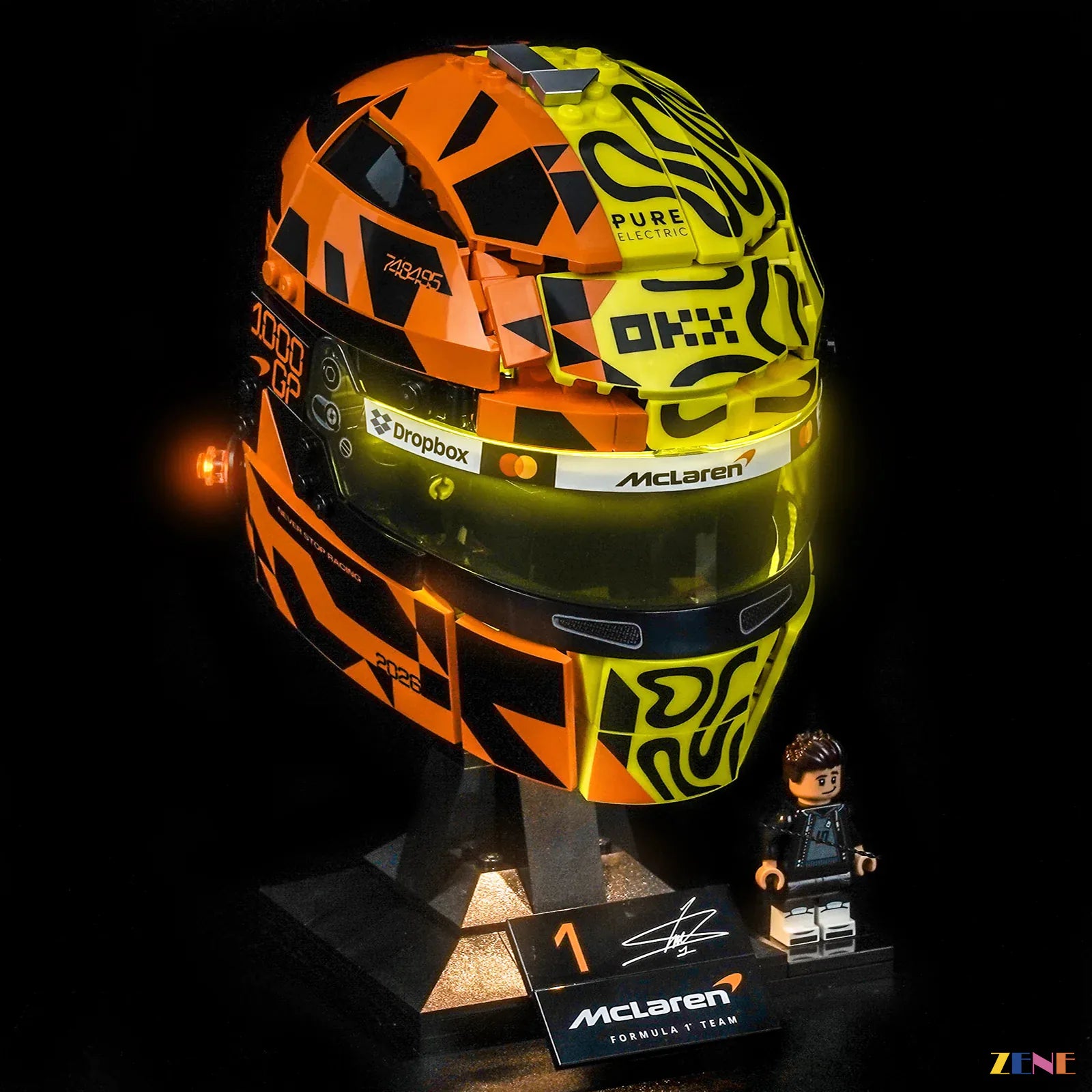zene bricks ZENE Bricks Light Kit for LEGO McLaren Mastercard F1 Lando Norris Helmet #43023
