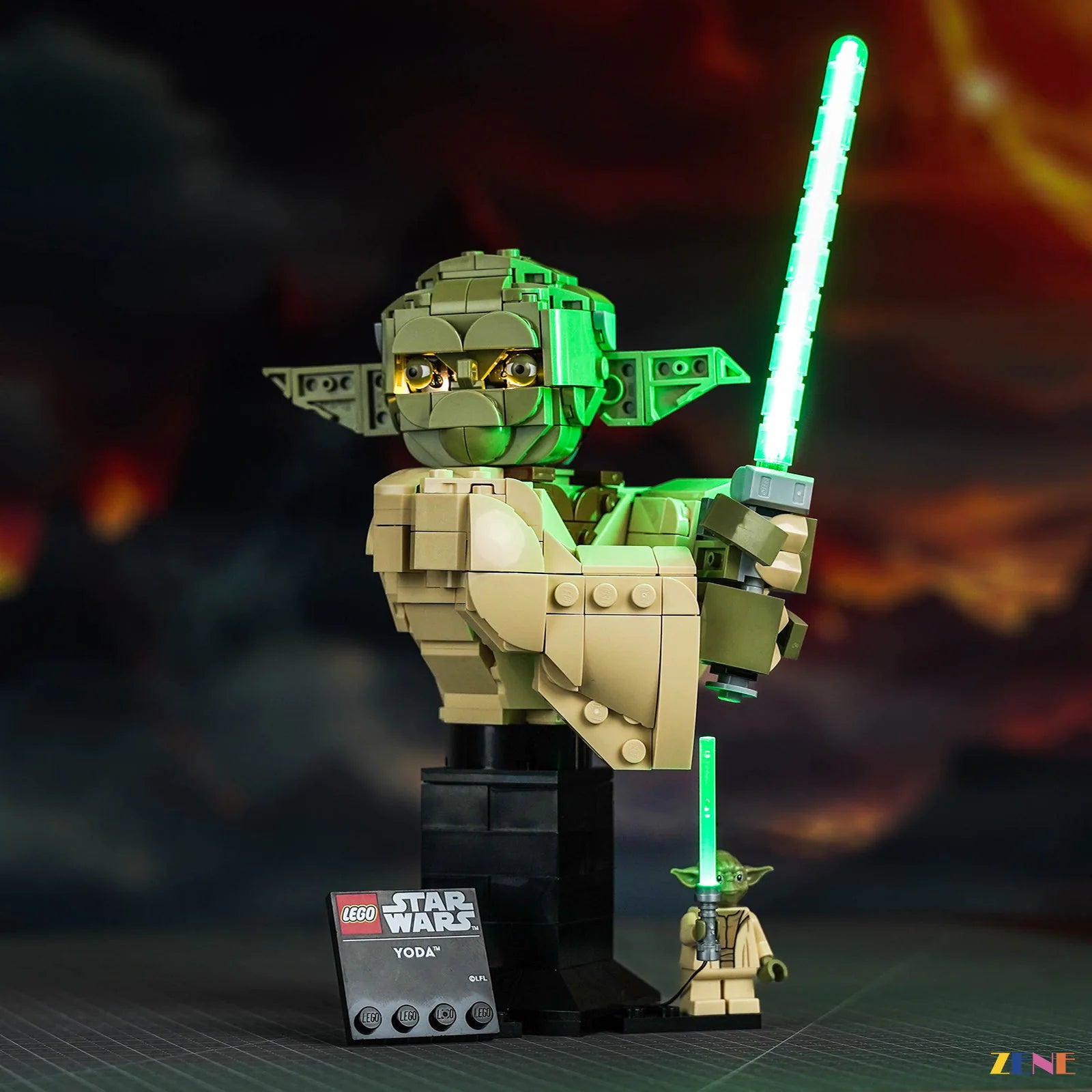 Yoda Bust glowing wisdom eyes - ZENE Bricks Light Kit for LEGO® Yoda Bust #75438