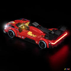 engine bay golden illumination detail - ZENE Bricks Light Kit for LEGO® Ferrari 499P #77261