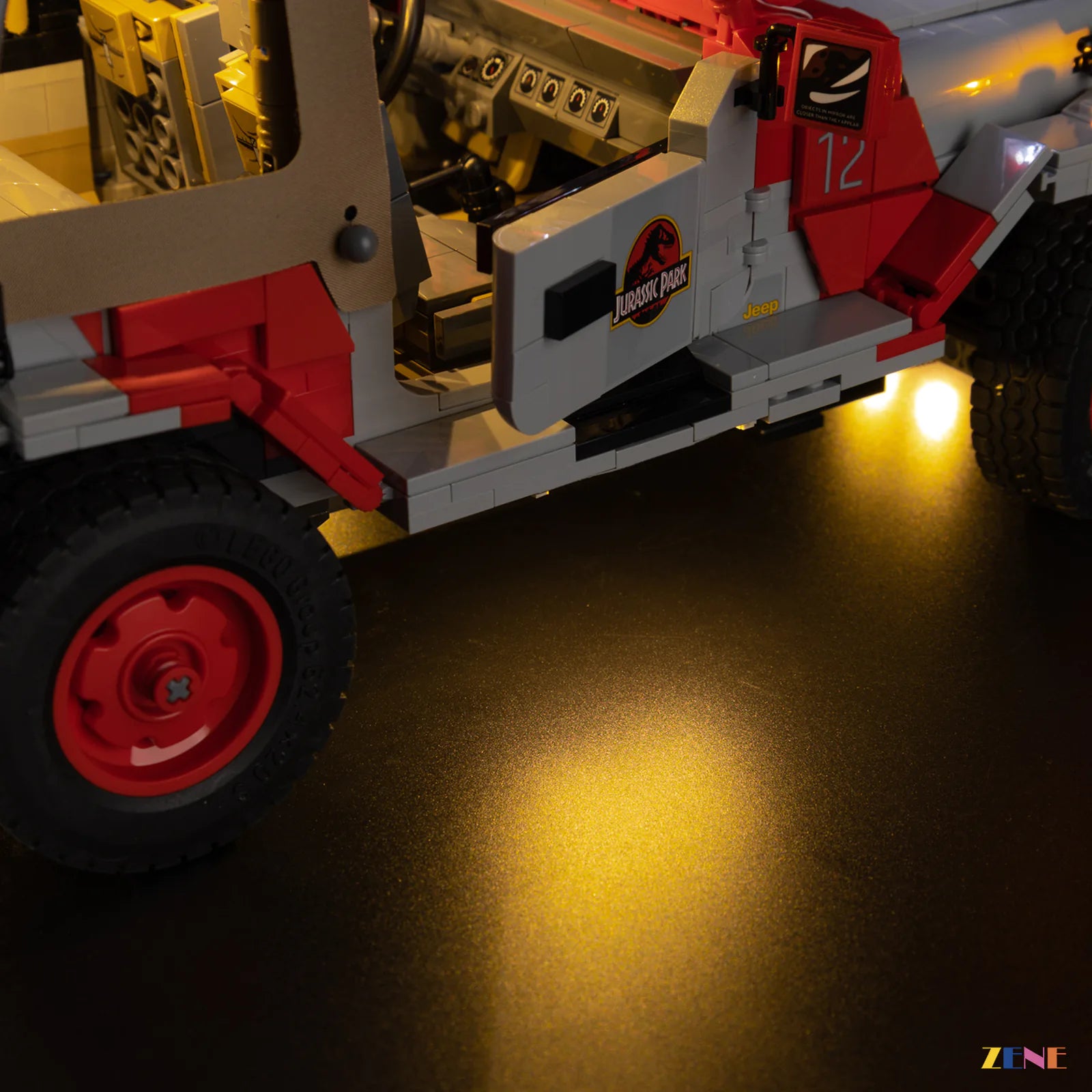 night chase cinematic display effect - ZENE Bricks Light Kit for LEGO® Jurassic Park Jeep Wrangler #77984
