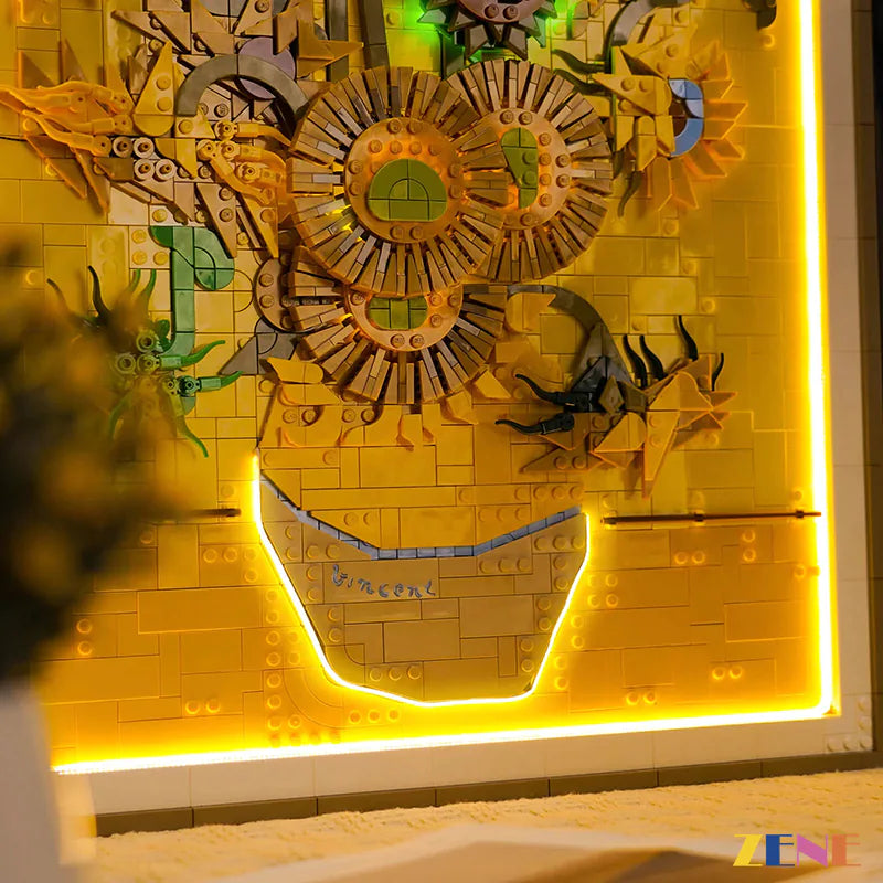zene bricks Light Kit for LEGO Vincent van Gogh Sunflowers Art  #31215